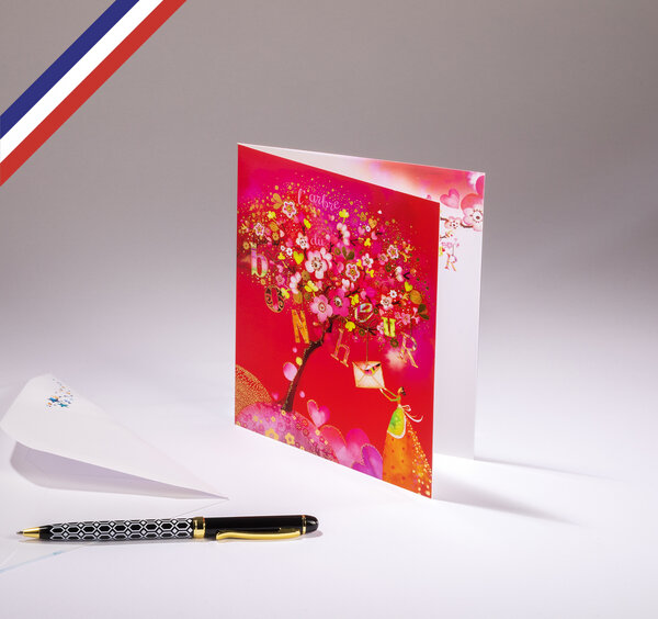 Carte double comme un rêve créée et imprimée en france sur papier certifié pefc - l'arbre du bonheur