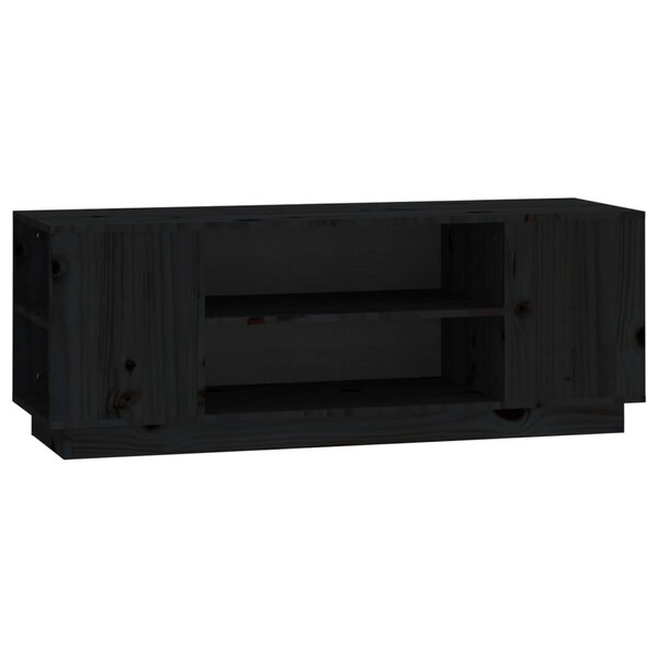vidaXL Meuble TV Noir 110x35x40 5 cm Bois de pin massif