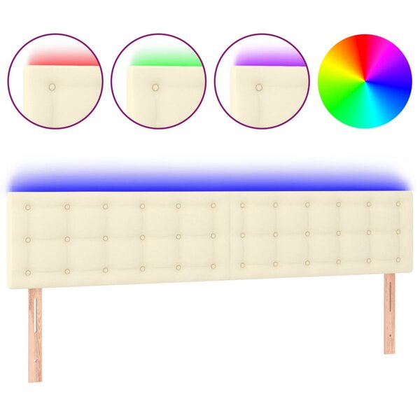 vidaXL Tête de lit à LED Crème 180x5x78/88 cm Similicuir
