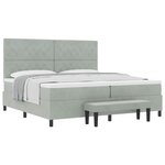vidaXL Lit à ressorts avec matelas Gris clair 200 x 200 cm Velours