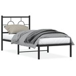 vidaXL Cadre de lit métal sans matelas avec tête de lit noir 75x190 cm