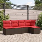 vidaXL Salon de jardin avec coussins 5 Pièces marron résine tressée