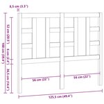 vidaXL Tête de lit Gris 126x4x100 cm Bois massif de pin