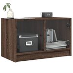 vidaXL Meuble TV avec portes en verre chêne marron 68x37x42 cm