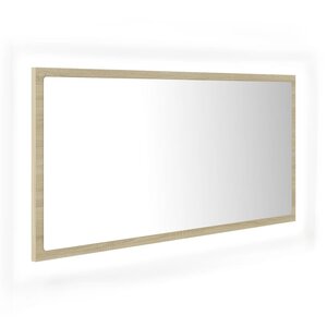 vidaXL Miroir LED de salle de bain Chêne sonoma 90x8 5x37 cm Acrylique