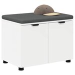 vidaXL Banc d'entrée avec coussin avec stockage Blanc 60 x 38 x 46 cm