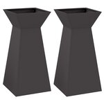 vidaXL Pots de jardin   2 pièces avec bol noir  dimensions 35x35x73 cm  en acier.