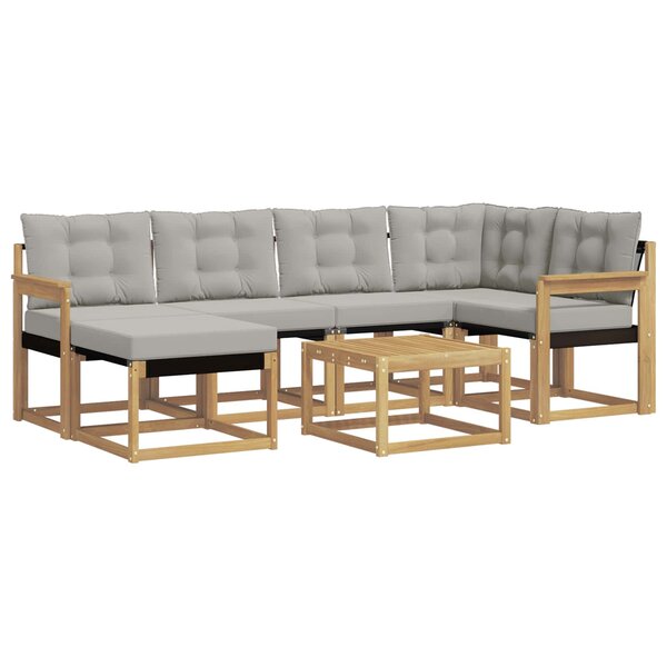 vidaXL Ensemble de canapés d'extérieur 7 Pièces Blanc et gris clair