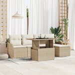 Set de Canapé de Jardin vidaXL 6 Pièces avec Coussins Beige Rattan Poly