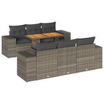 vidaXL Salon de jardin avec coussins 7 Pièces gris résine tressée