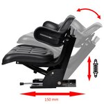 vidaXL Siège de tracteur avec suspension Noir