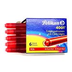 Etui de 6 cartouches d'encre Standard 4001 TP/6 Rouge PELIKAN
