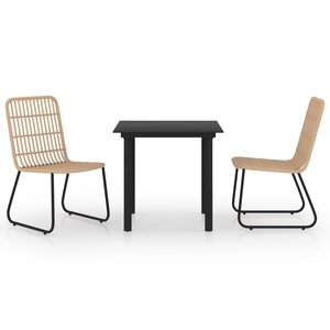 vidaXL Ensemble à manger d'extérieur 3 Pièces résine tressée et verre