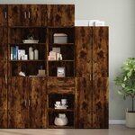 vidaXL Armoire de rangement mince chêne fumé 50x42 5x225 cm