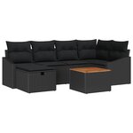 vidaXL Ensemble de canapé de jardin avec coussin 7 Pièces Noir polyrotin