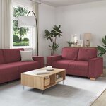 vidaXL Ensemble de Canapés 3 Pièces Bordeaux 220 x 78 x 84 cm tissu