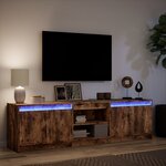 vidaXL Meuble TV avec LED chêne fumé 180x34x50 cm bois d'ingénierie