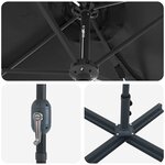 vidaXL Parasol de jardin Noir 370 x 197 x 239 cm