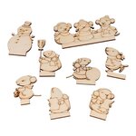 Maison en bois souris + personnages 28 x 12 cm