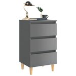 Vidaxl tables de chevet pieds en bois 2 pièces gris brillant 40x35x69 cm