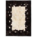 vidaXL Tapis Cuir véritable Patchwork 120 x 170 cm Carré Noir/Blanc