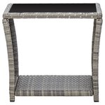 vidaXL Table basse Gris 45x45x40 cm Résine tressée et verre