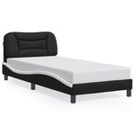 vidaXL Cadre de lit sans matelas Hvar noir et blanc 90x190 cm similicuir