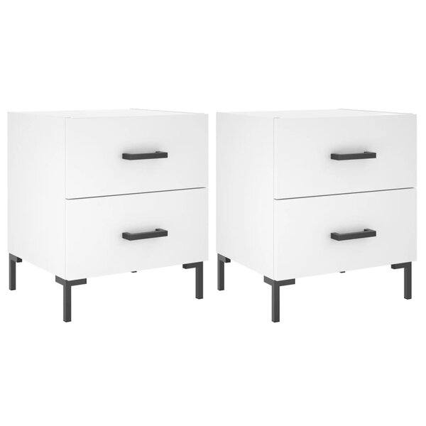 vidaXL Tables de chevet 2 Pièces blanc 40x35x47 5 cm bois d’ingénierie
