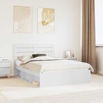 vidaXL Cadre de lit avec tête de lit Blanc 160 x 200 cm Pin massif