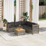vidaXL Salon de jardin 6 Pièces avec coussins gris résine tressée