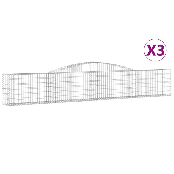 vidaXL Paniers à gabions arqués 3 Pièces 400x30x60/80 cm Fer galvanisé