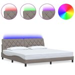 vidaXL Cadre de lit avec LED sans matelas taupe 200x200 cm tissu