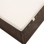 vidaXL Chaise longue avec auvent et coussin résine tressée marron