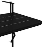 vidaXL Table Suspendue de Balcon Noir 60 x 39 x 65 cm Acier