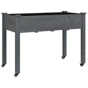 vidaXL Jardinière sur roues avec doublure gris 118x59x80 cm bois sapin