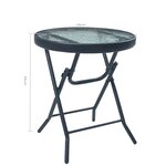 vidaXL Table de bistro Noir 40x46 cm Acier et verre