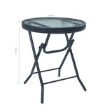 vidaXL Table de bistro Noir 40x46 cm Acier et verre