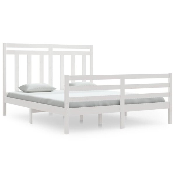 vidaXL Cadre de lit sans matelas blanc 160x200 cm bois massif