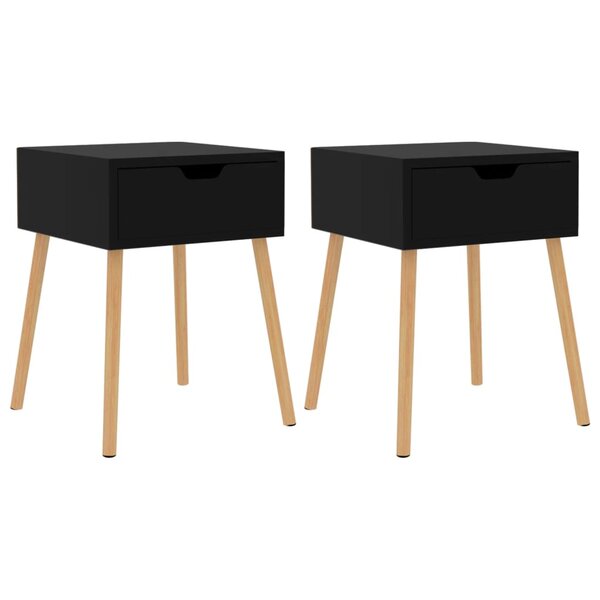 vidaXL Tables de chevet 2 Pièces Noir brillant 40x40x56cm Bois ingénierie