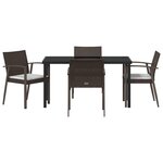 vidaXL Ensemble de salle à manger pour jardin 5 Pièces Marron Poly rotin