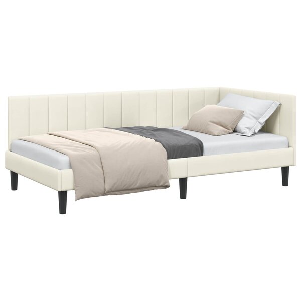 vidaXL Cadre de lit d'angle Crème 100 cm x 200 cm Velours