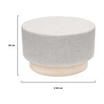 Pouf scandinave en tissu base bois 60 cm gris clair