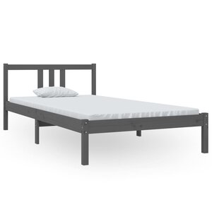 vidaXL Cadre de lit sans matelas gris bois massif 100x200 cm