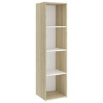 vidaXL Meuble TV blanc chêne sonoma 142 5x35x36 5 cm bois d'ingénierie