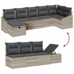 vidaXL Ensemble de canapé de jardin 7 Pièces Gris clair Poly rotin