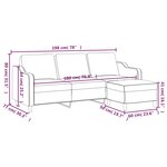 vidaXL Canapé à 3 places avec repose-pieds Rouge bordeaux 180 cm Tissu