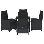 vidaXL Ensemble de salle à manger de jardin 5 pièces avec coussins Rattan Poly Noir