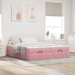 vidaXL Cadre de lit ottoman avec matelas rose 200x200 cm velours
