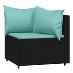 vidaXL Salon de jardin 3 Pièces avec coussins Noir Résine tressée