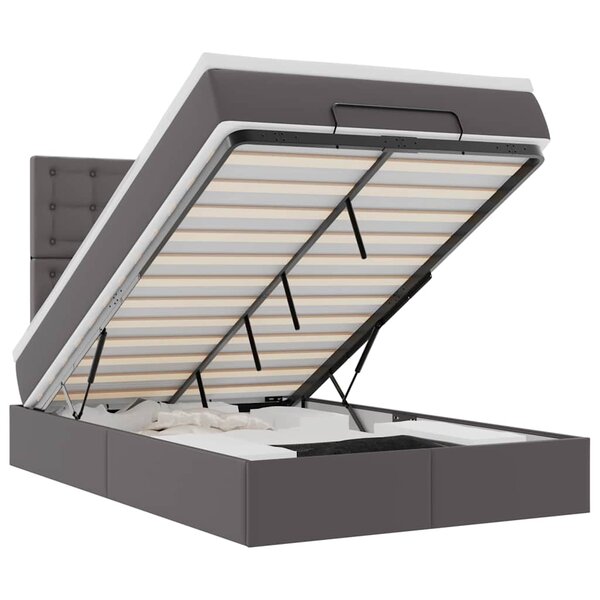 VidaXL Cadre de lit ottoman avec matelas gris 120x200 cm similicuir